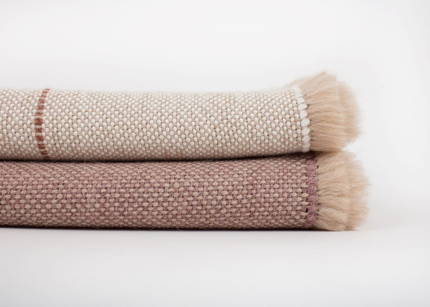 Manta Bebé de Alpaca Baby con Seda blanca y nuez