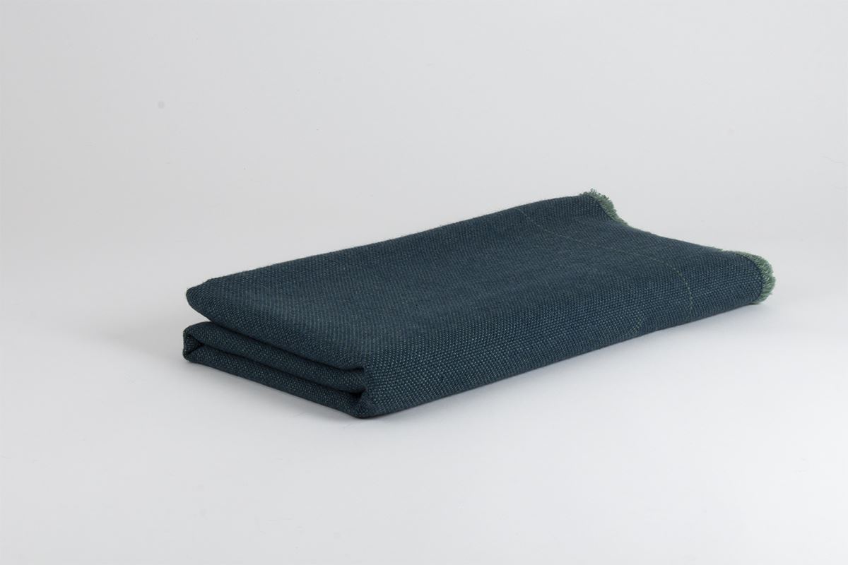 Manta de Alpaca Baby con Seda verde y azul pavo