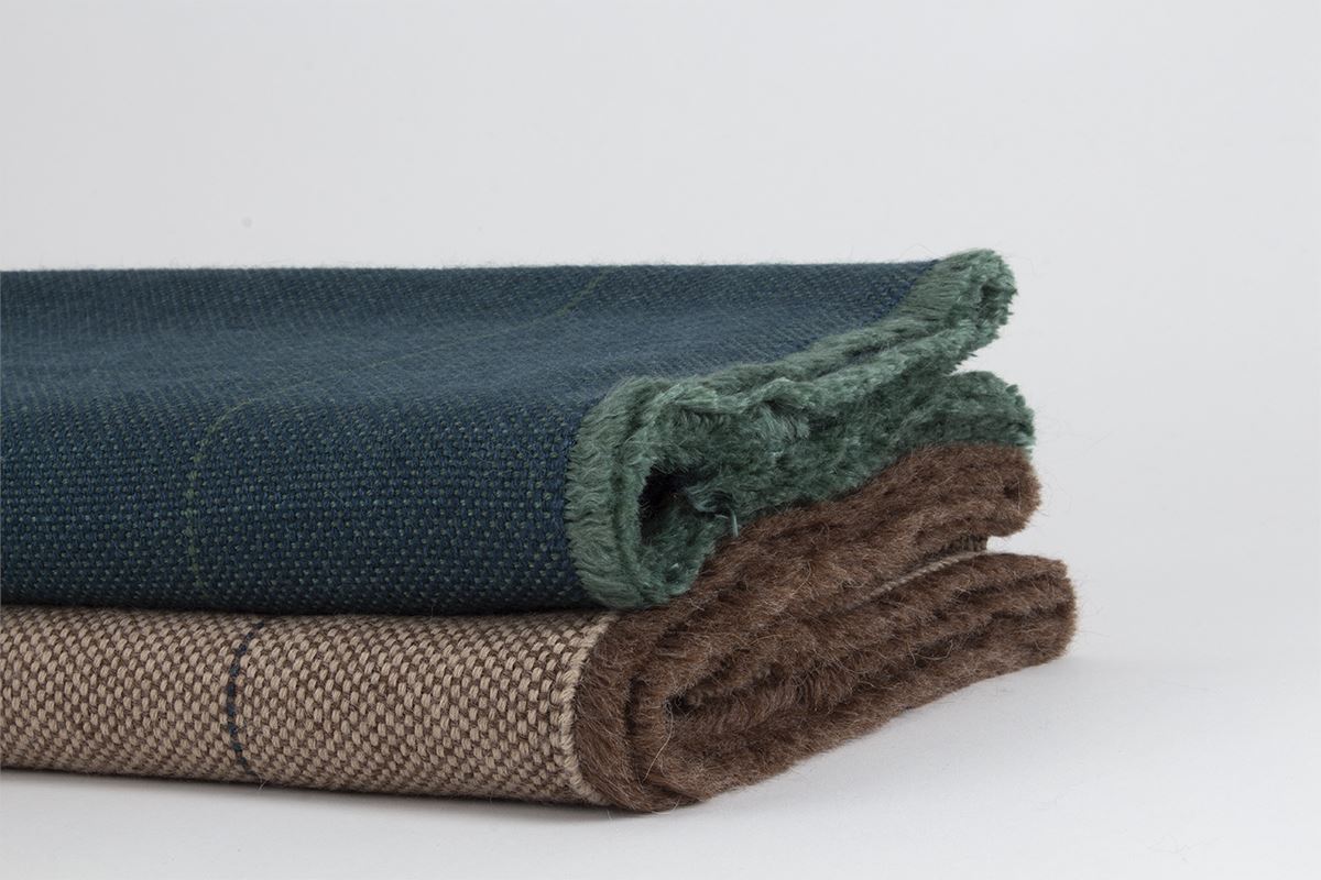 Manta de Alpaca Baby con Seda verde y azul pavo