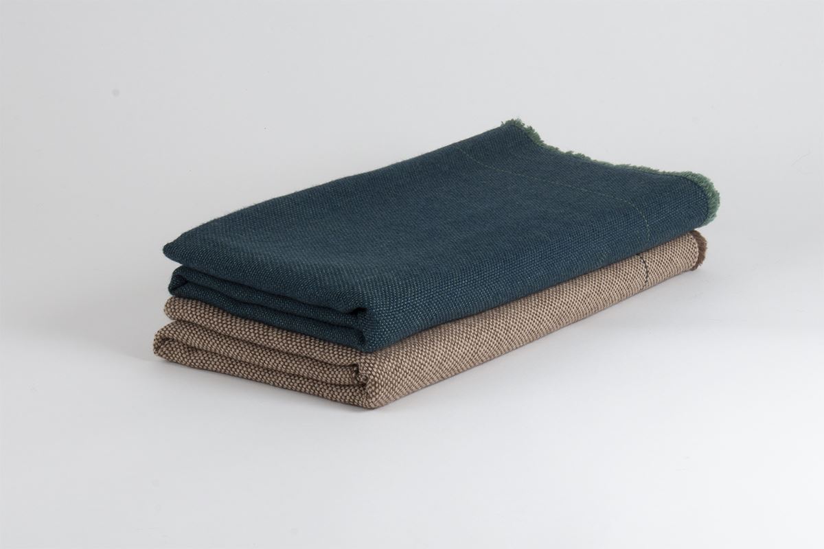 Manta de Alpaca Baby con Seda verde y azul pavo