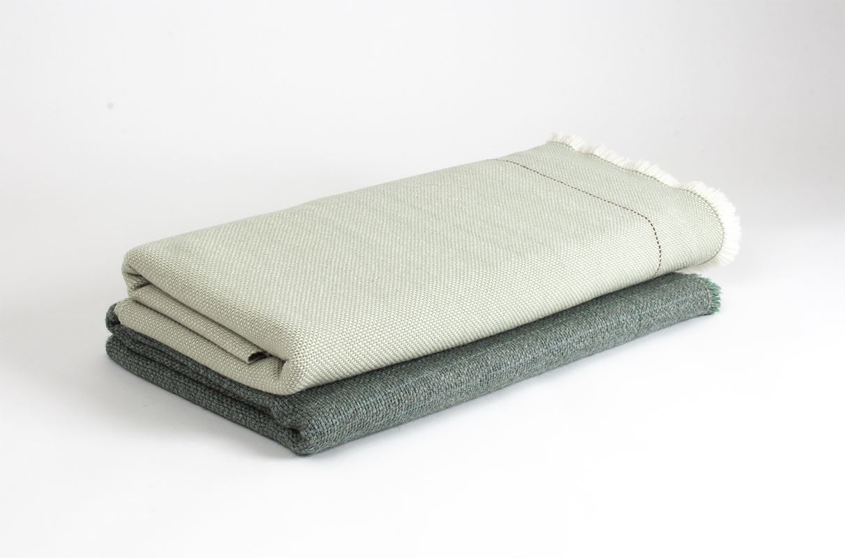 Manta de Alpaca con Lana Merino verde claro