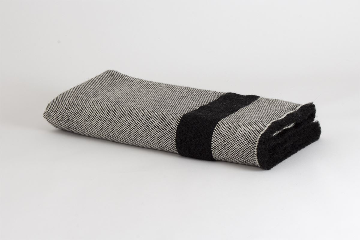 Manta de Alpaca negra con Lana cruda