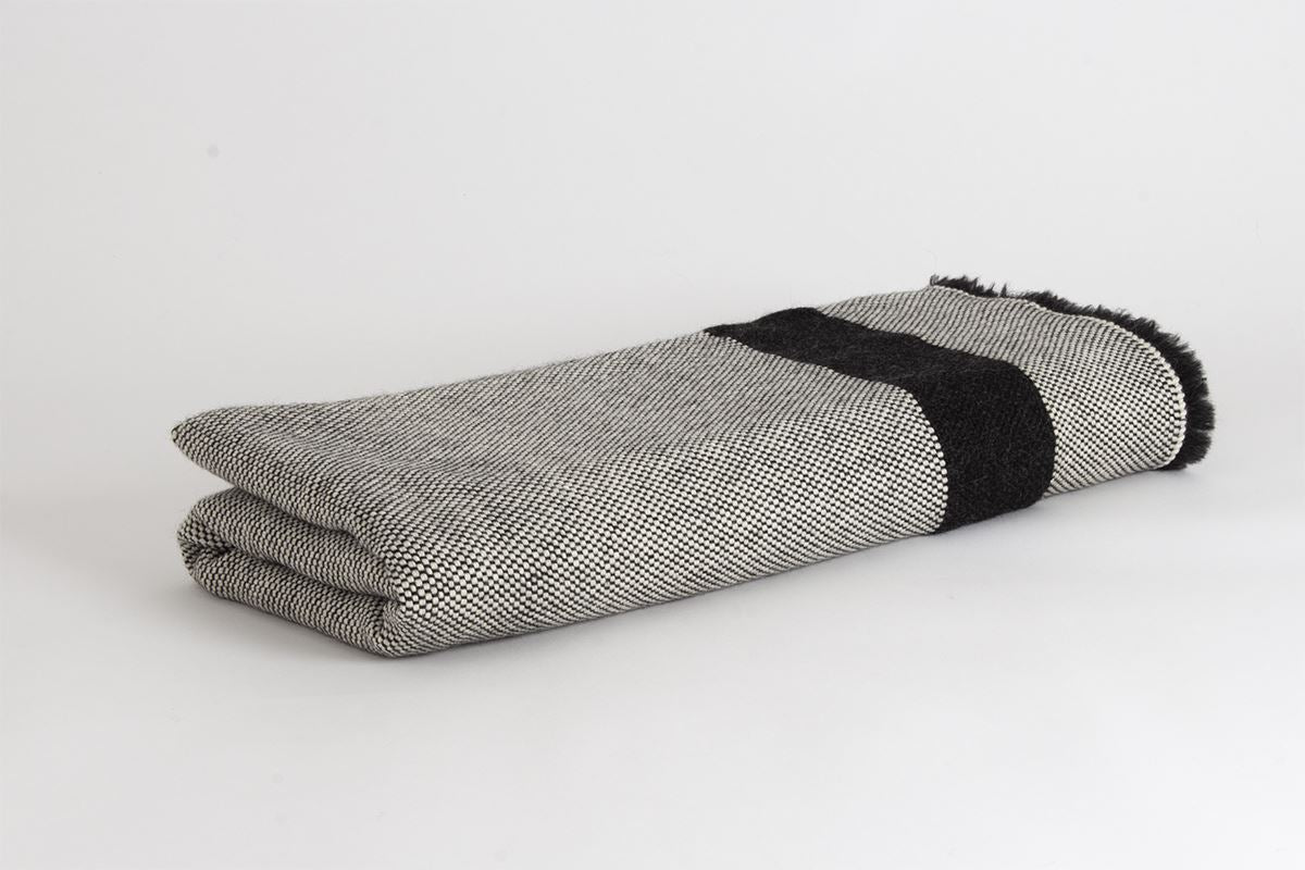 Manta de Alpaca negra con Lana cruda