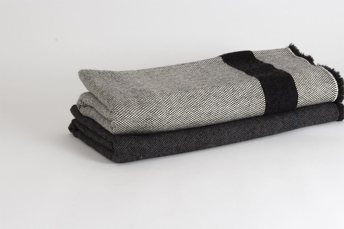Manta de Alpaca negra con Lana cruda