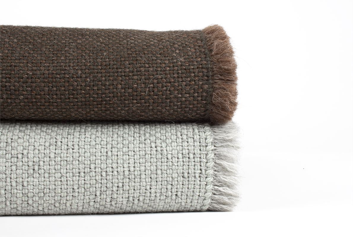 Manta de Alpaca verde caza con tabaco