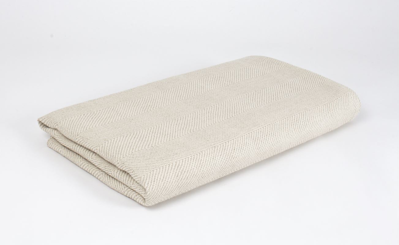 Manta en espiga de Lino gris lejiado con Alpaca cruda