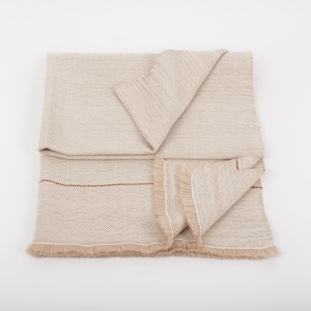 Manta Bebé de Alpaca Baby con Seda blanca y nuez