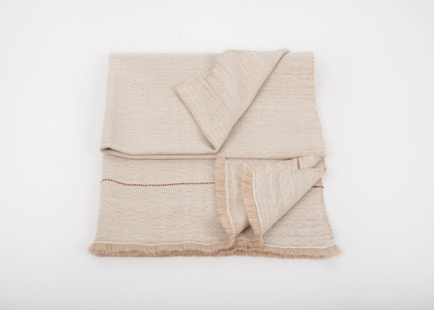 Manta Bebé de Alpaca Baby con Seda blanca y nuez