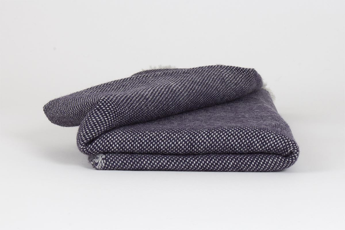 Manta de Alpaca Baby con Seda púrpura y gris niebla