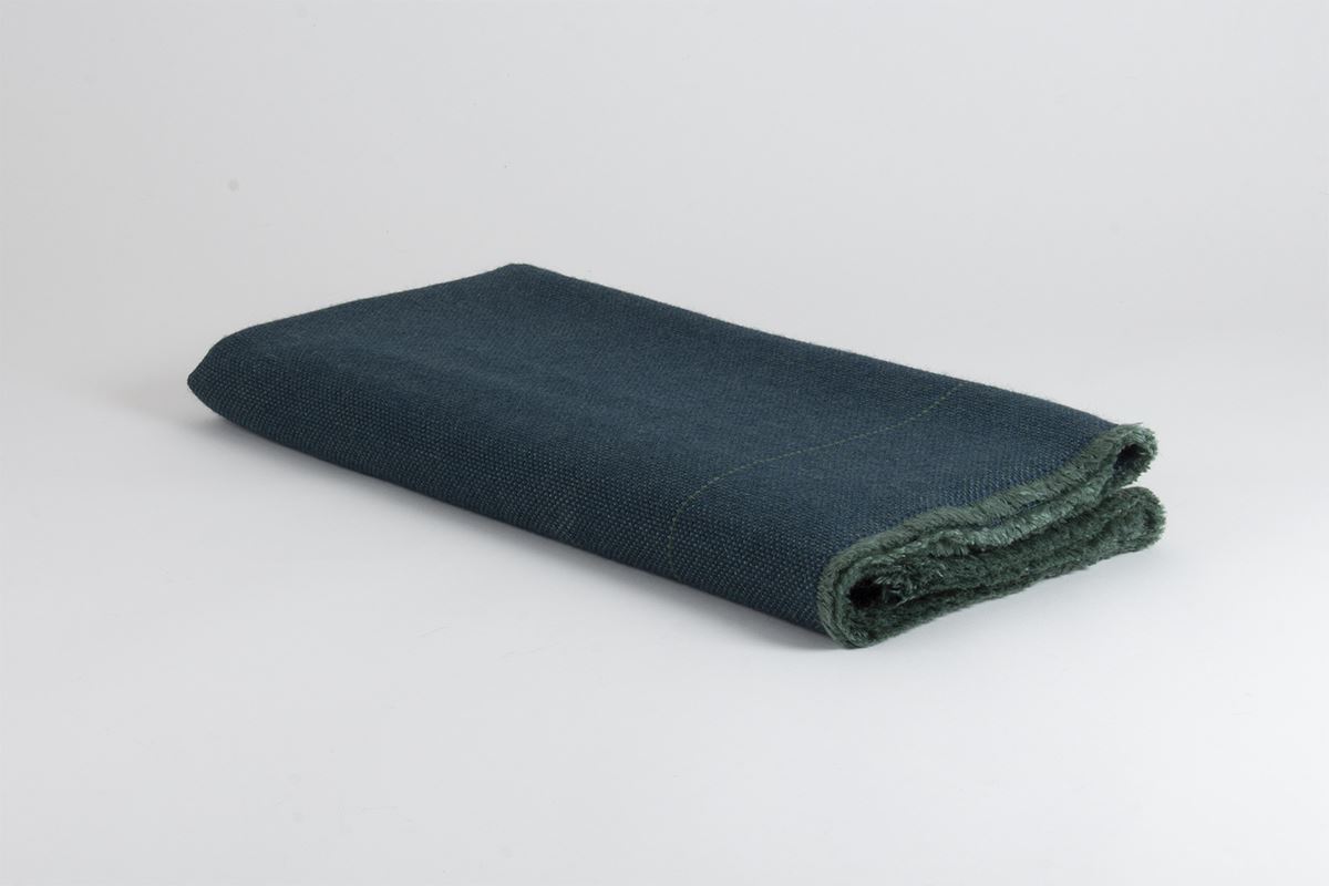 Manta de Alpaca Baby con Seda verde y azul pavo