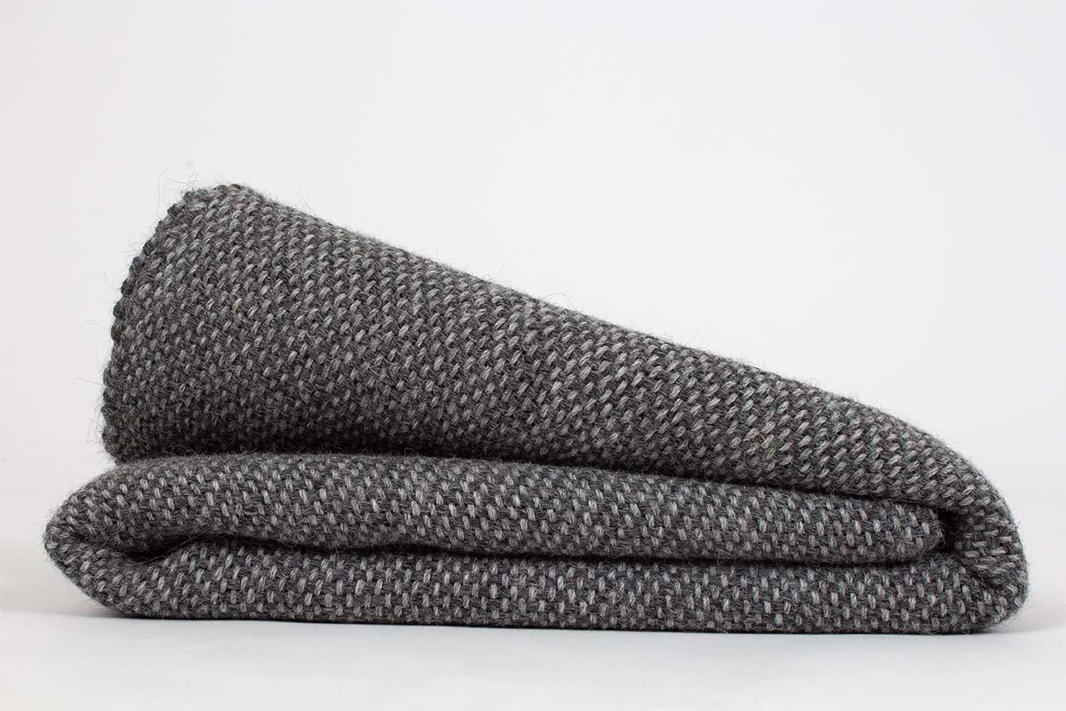 Manta de Alpaca gris lluvia y marengo